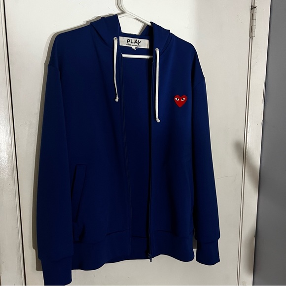 Comme Des Garçons CDG Play Blue Mens Zip Up Hoodie Size Large - Picture 7 of 12